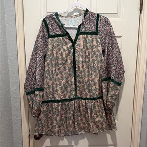 Floral Mini Dress with Green Accents